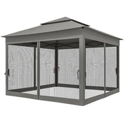 11x11 Pop Up Canopy 2-Tier Dark Grey Tent-DECOROLALA