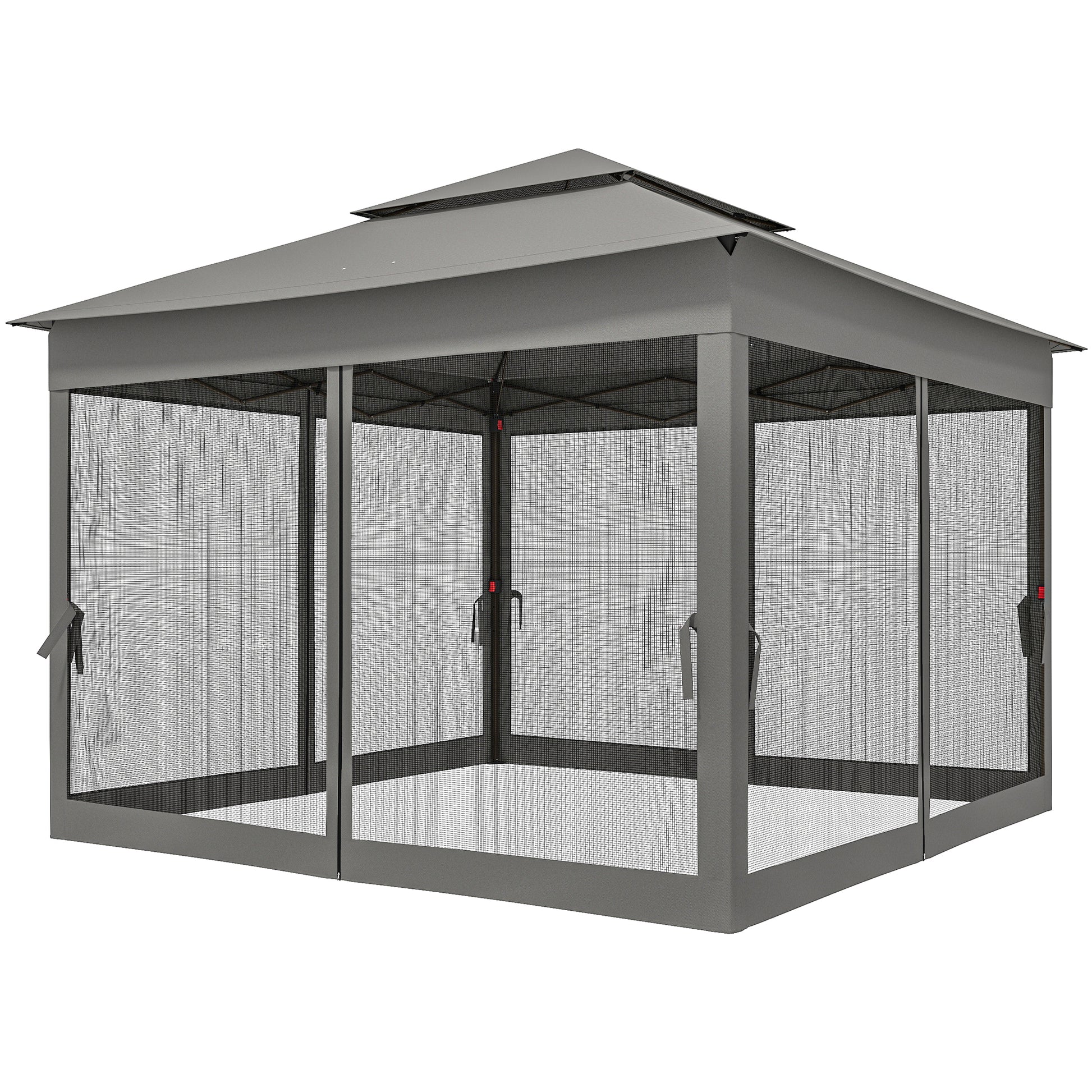 11x11 Pop Up Canopy 2-Tier Dark Grey Tent-DECOROLALA