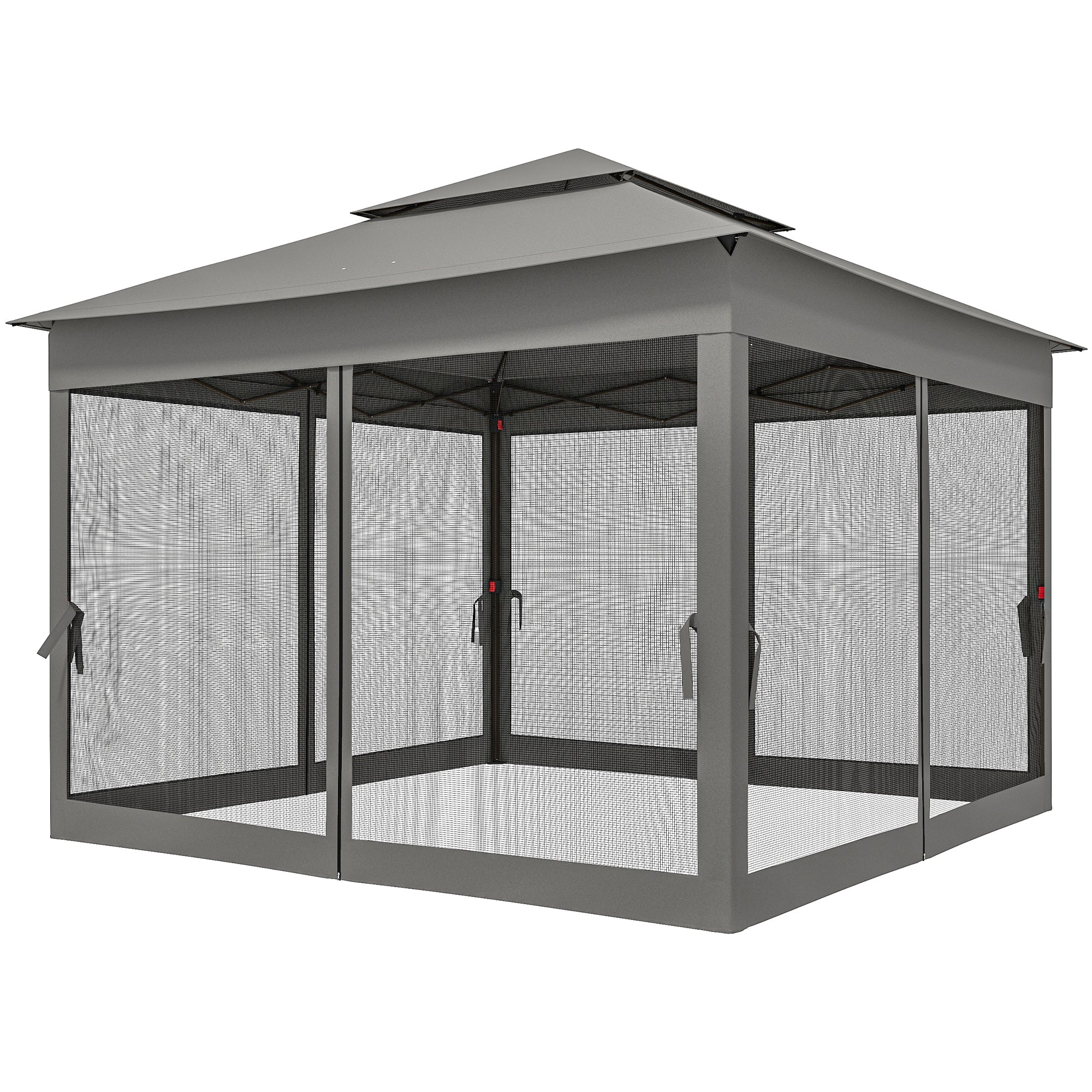 11x11 Pop Up Canopy 2-Tier Dark Grey Tent-DECOROLALA