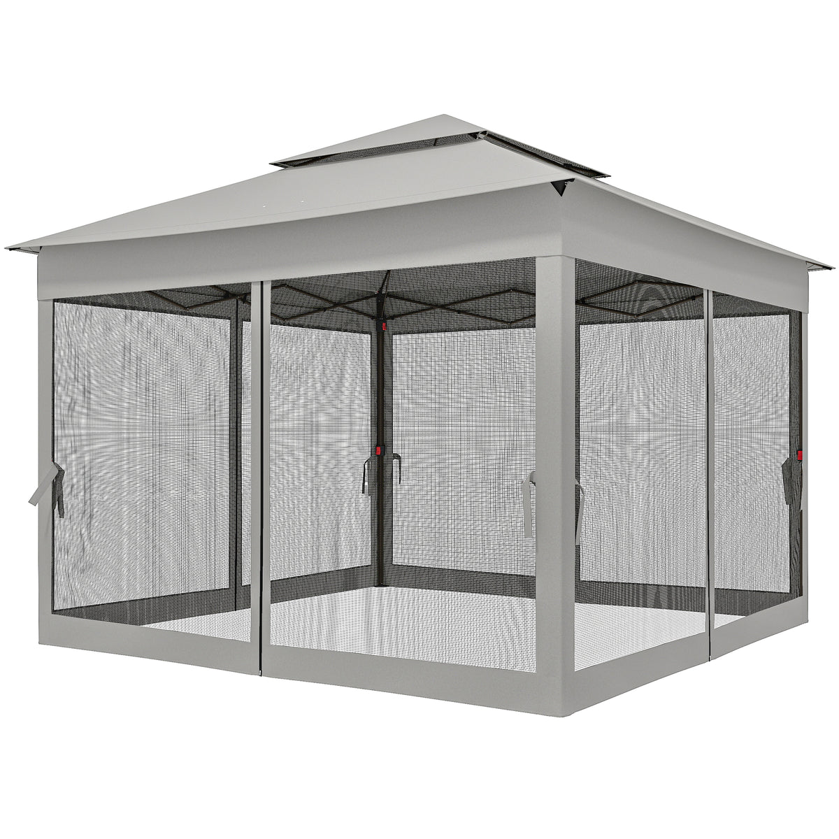 11x11 Pop Up Canopy Tent w/ Netting Light Grey-Pop-Up Canopies-DECOROLALA