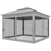 11x11 Pop Up Canopy Tent w/ Netting Light Grey-DECOROLALA