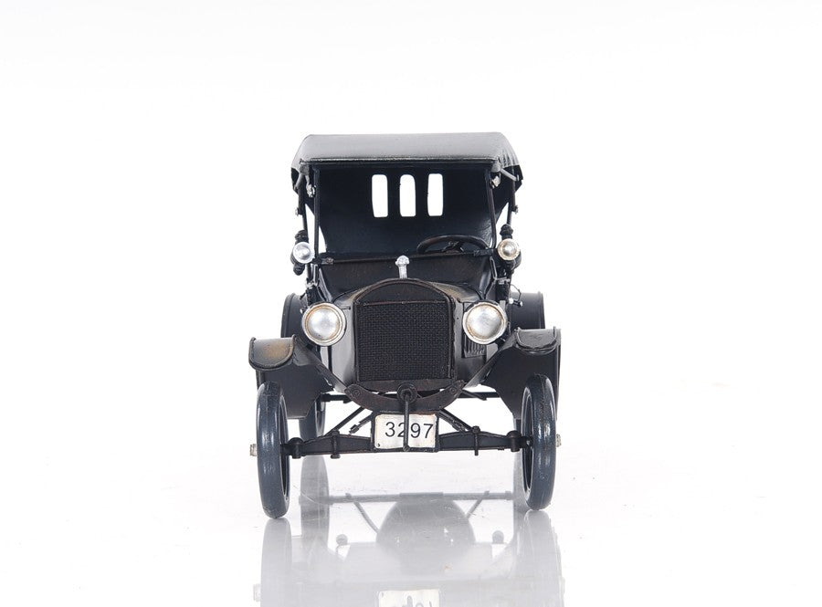 12" Black Metal c1908 Ford Model Car Tabletop Sculpture-Sculptures-DECOROLALA