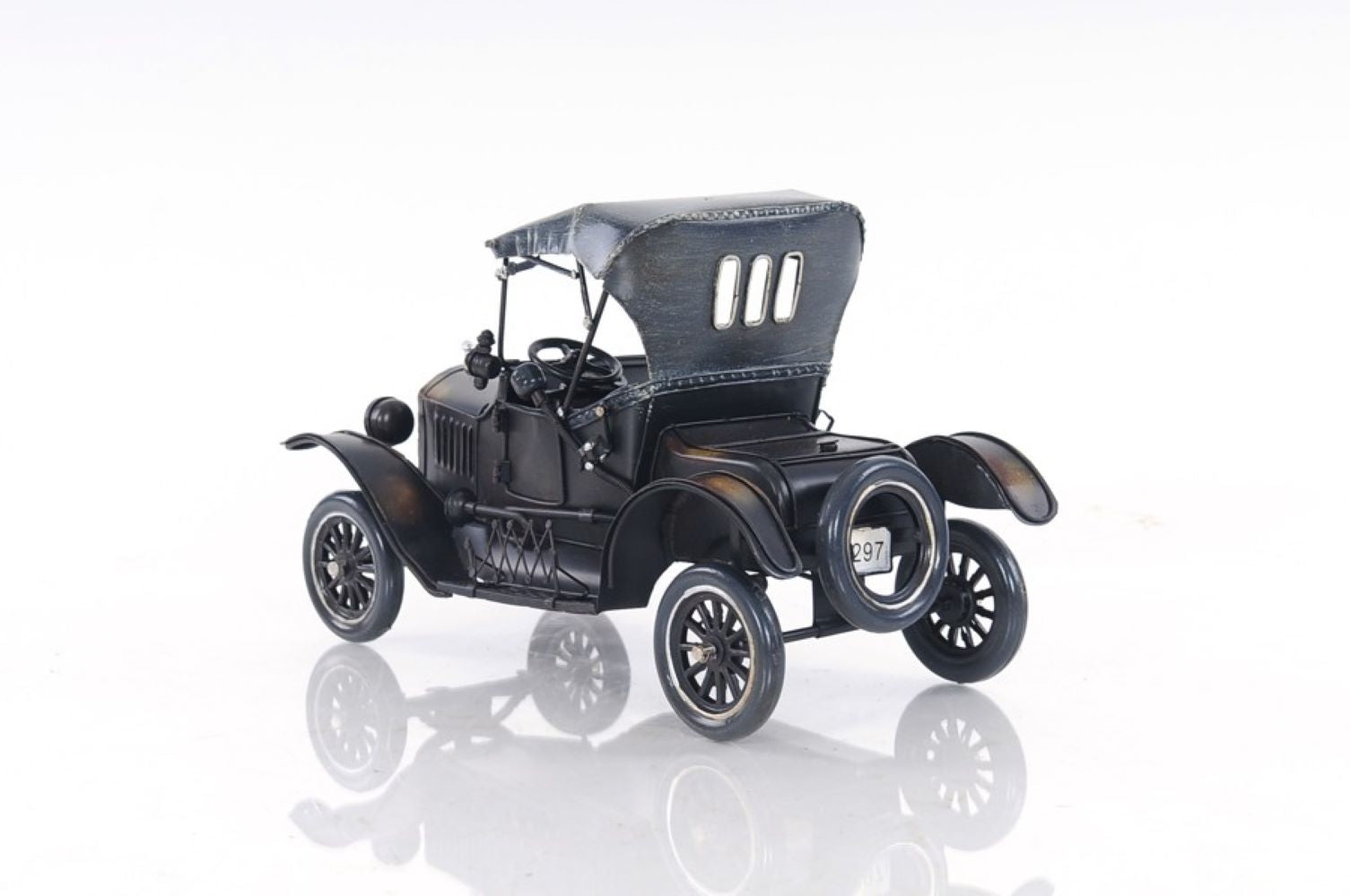 12" Black Metal c1908 Ford Model Car Tabletop Sculpture-Sculptures-DECOROLALA