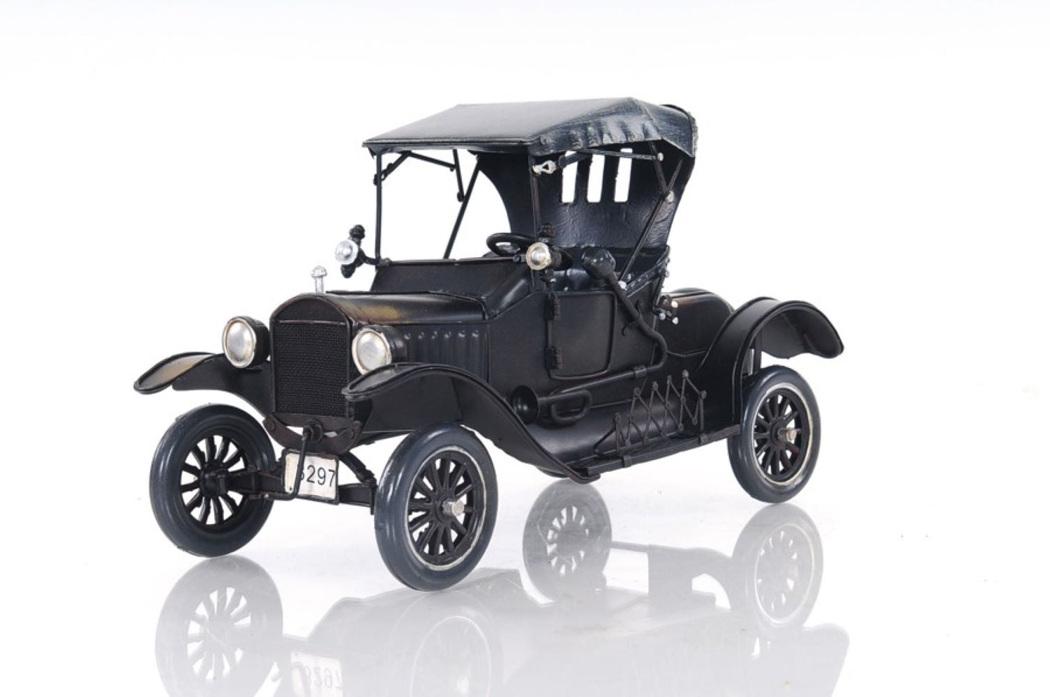12" Black Metal c1908 Ford Model Car Tabletop Sculpture-Sculptures-DECOROLALA