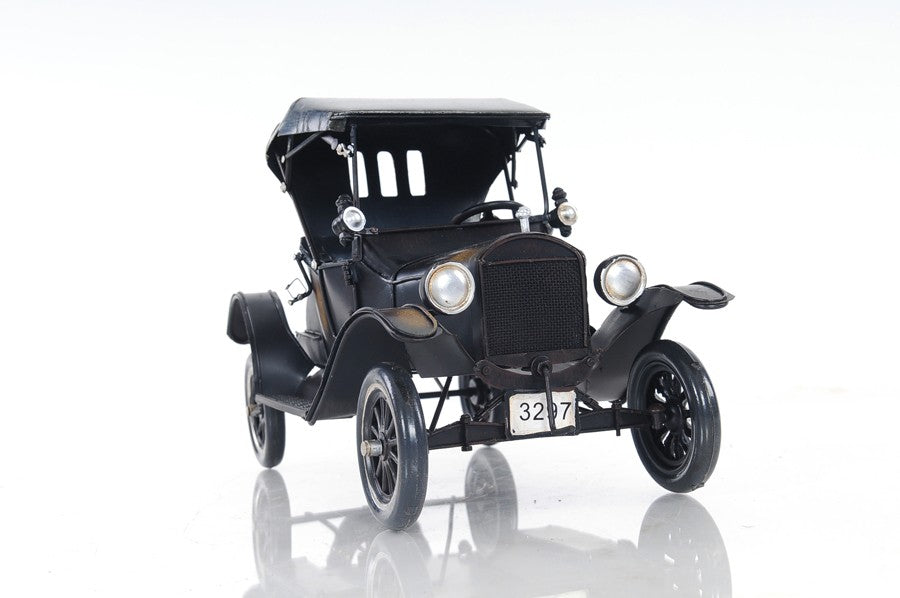 12" Black Metal c1908 Ford Model Car Tabletop Sculpture-Sculptures-DECOROLALA