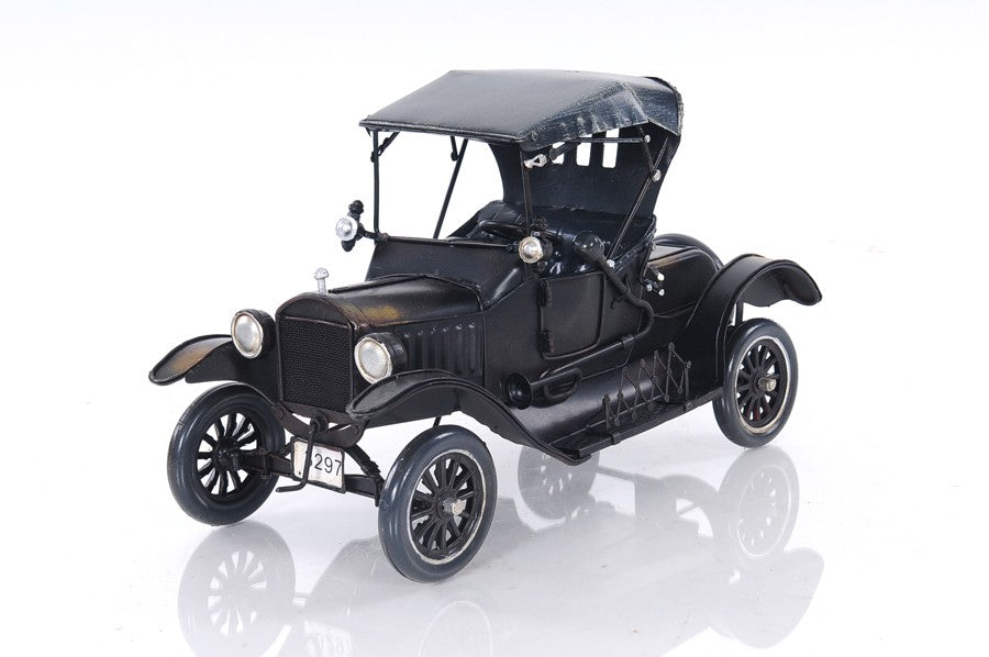 12" Black Metal c1908 Ford Model Car Tabletop Sculpture-Sculptures-DECOROLALA