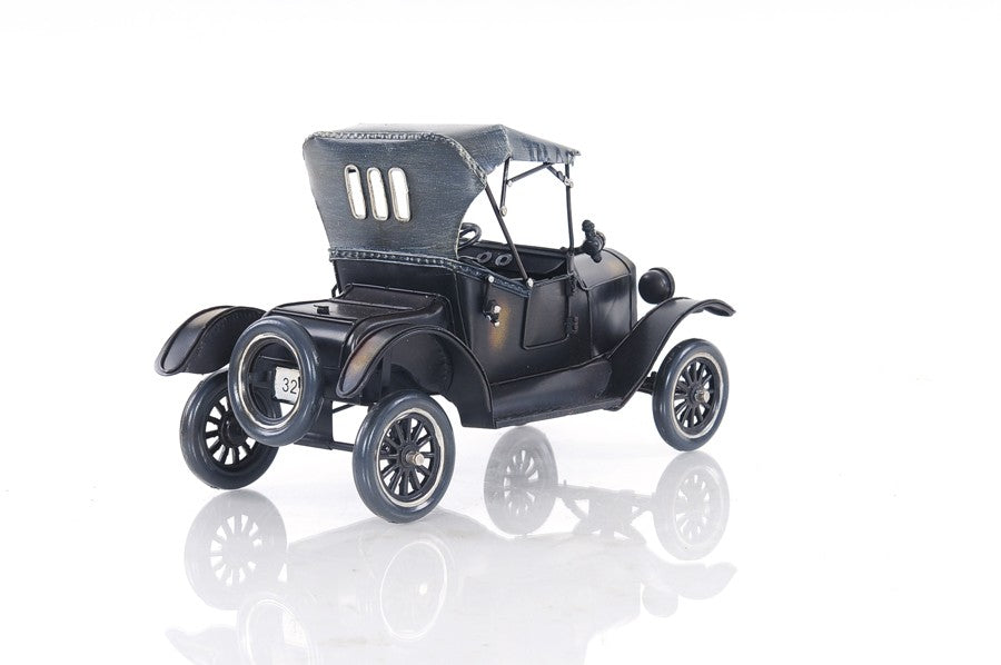 12" Black Metal c1908 Ford Model Car Tabletop Sculpture-Sculptures-DECOROLALA