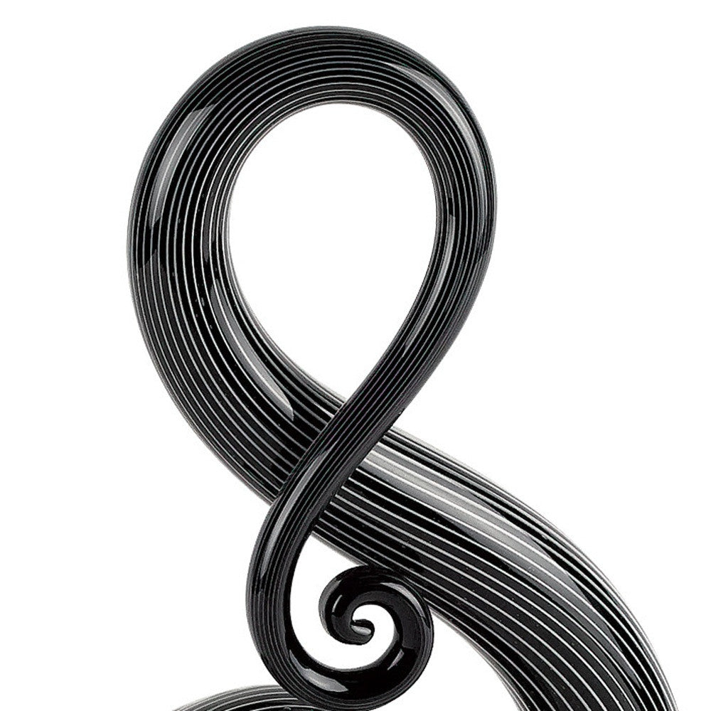12" Black and White Murano Glass Modern Abstract Tabletop Sculpture-Sculptures-DECOROLALA