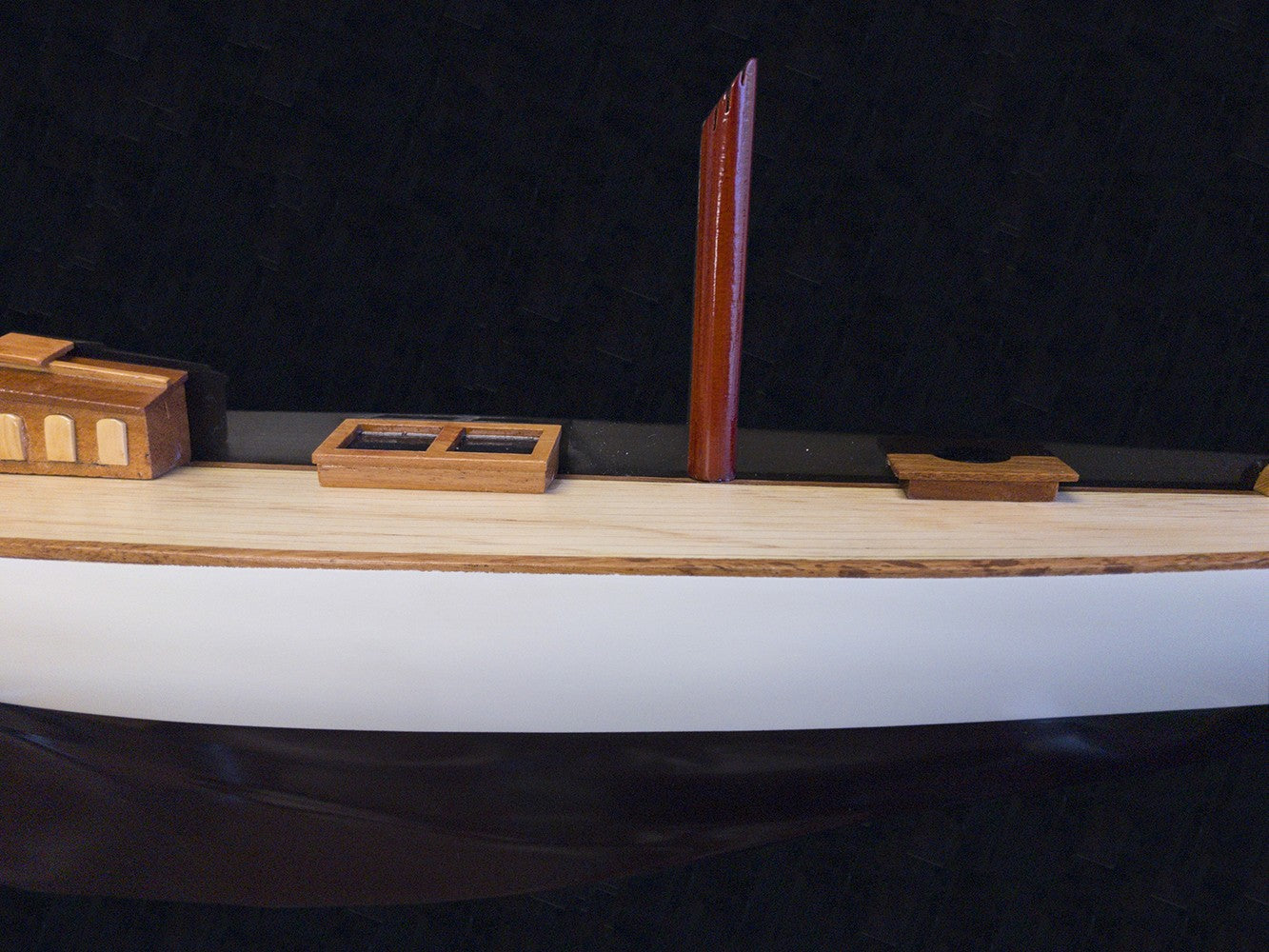 12" Black and White Solid Wood Hand Painted Shamrock V Yacht Half-Hull Model Boat-Sculptures-DECOROLALA