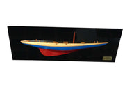 12" Blue and Red Solid Wood Hand Painted Rainbow Half-Hull Model Boat-Sculptures-DECOROLALA