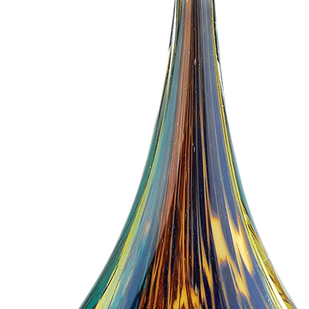 12" Blue and Yellow Murano Glass Modern Abstract Tabletop Sculpture-Sculptures-DECOROLALA