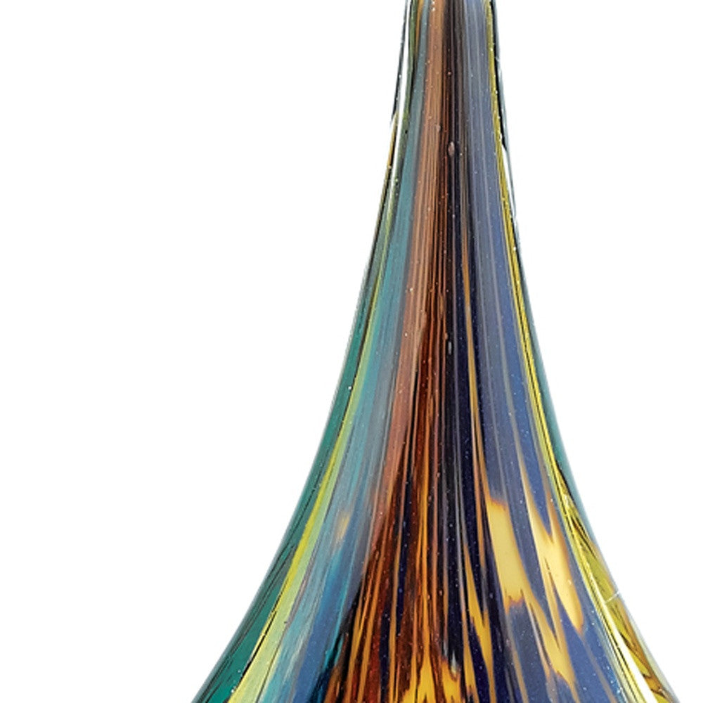 12" Blue and Yellow Murano Glass Modern Abstract Tabletop Sculpture-Sculptures-DECOROLALA