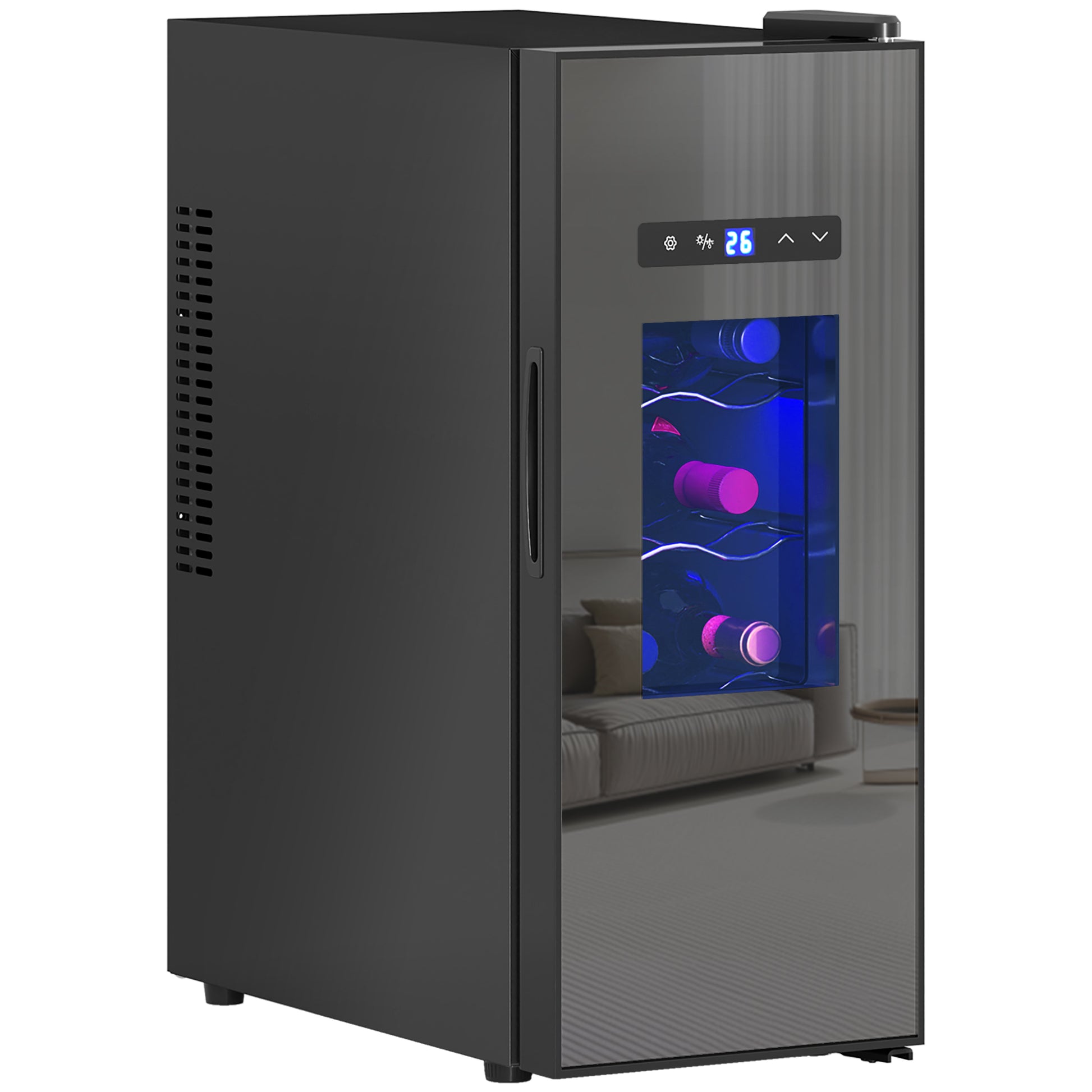 12 Bottle Wine Fridge - Under Counter Cooler Black-DECOROLALA