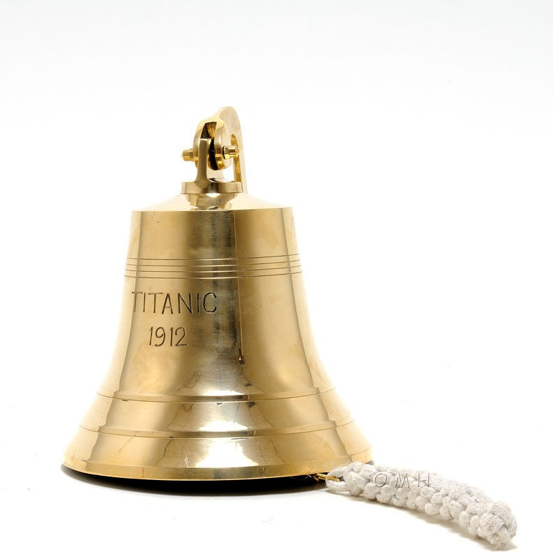 12" Brass Metal 1912 RMS Titanic Bell 8" Boat Hand Painted Decorative Boat-Sculptures-DECOROLALA