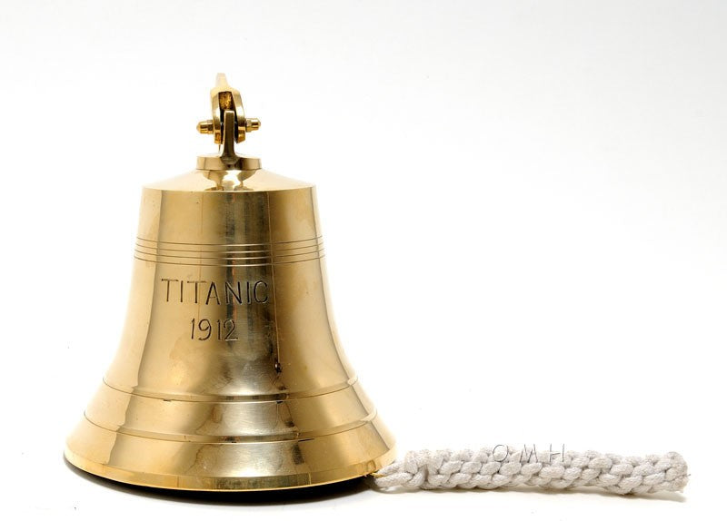 12" Brass Metal 1912 RMS Titanic Bell 8" Boat Hand Painted Decorative Boat-Sculptures-DECOROLALA