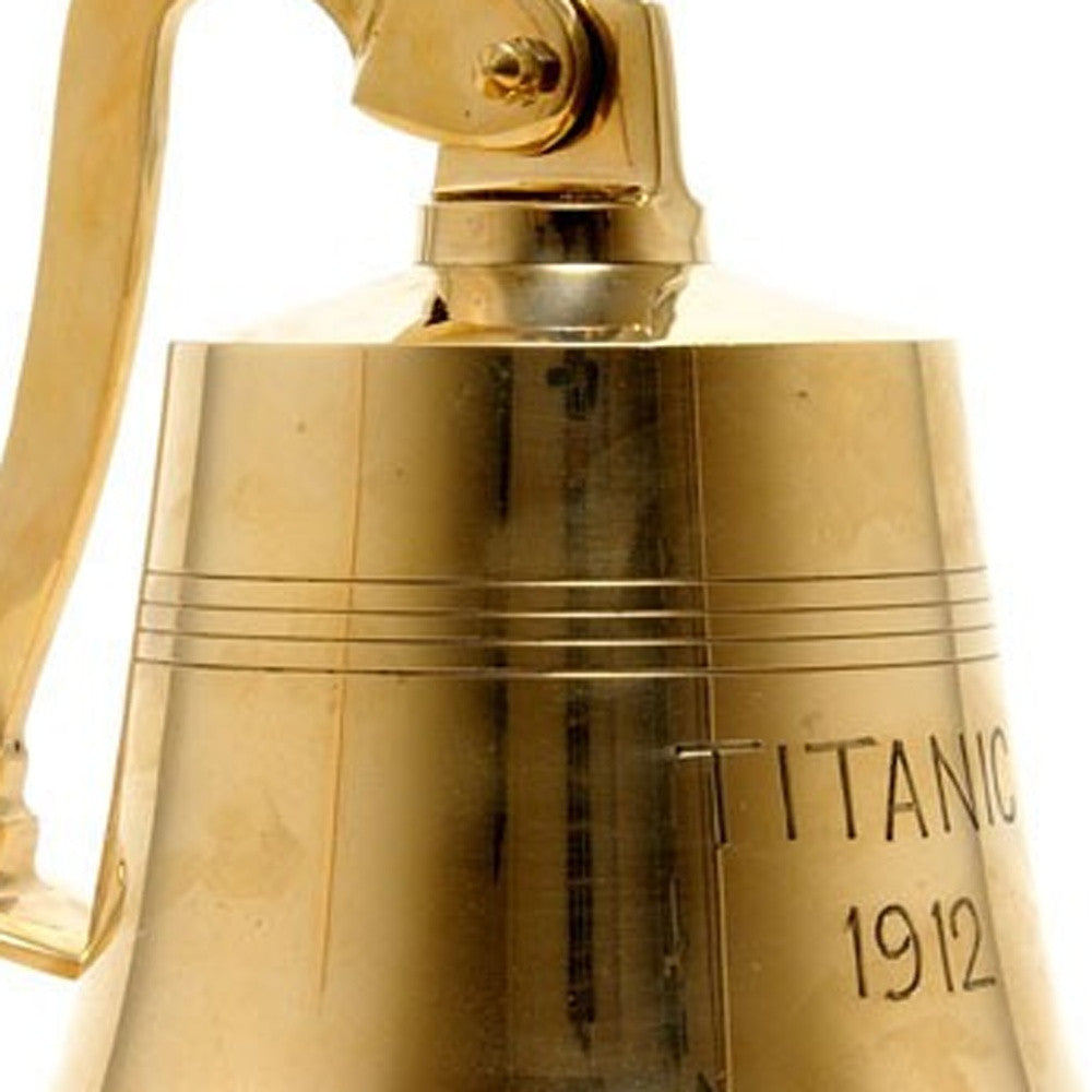 12" Brass Metal 1912 RMS Titanic Bell 8" Boat Hand Painted Decorative Boat-Sculptures-DECOROLALA