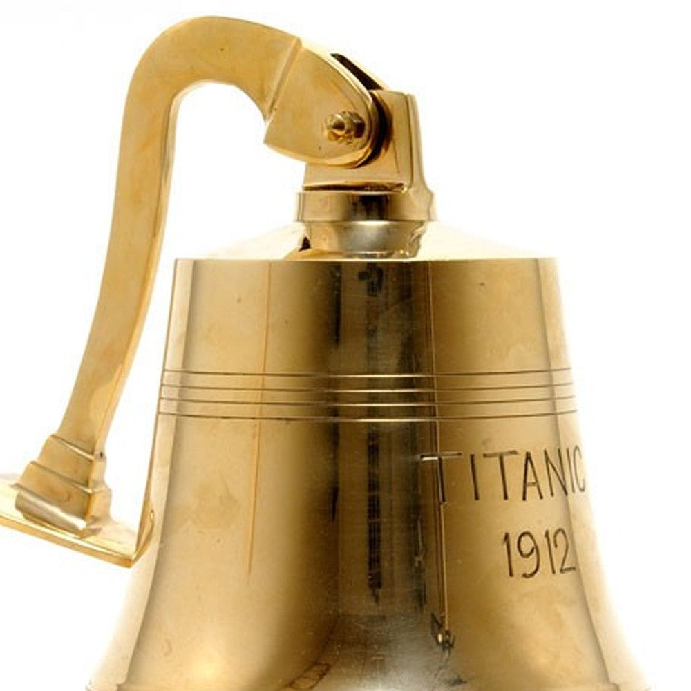 12" Brass Metal 1912 RMS Titanic Bell 8" Boat Hand Painted Decorative Boat-Sculptures-DECOROLALA