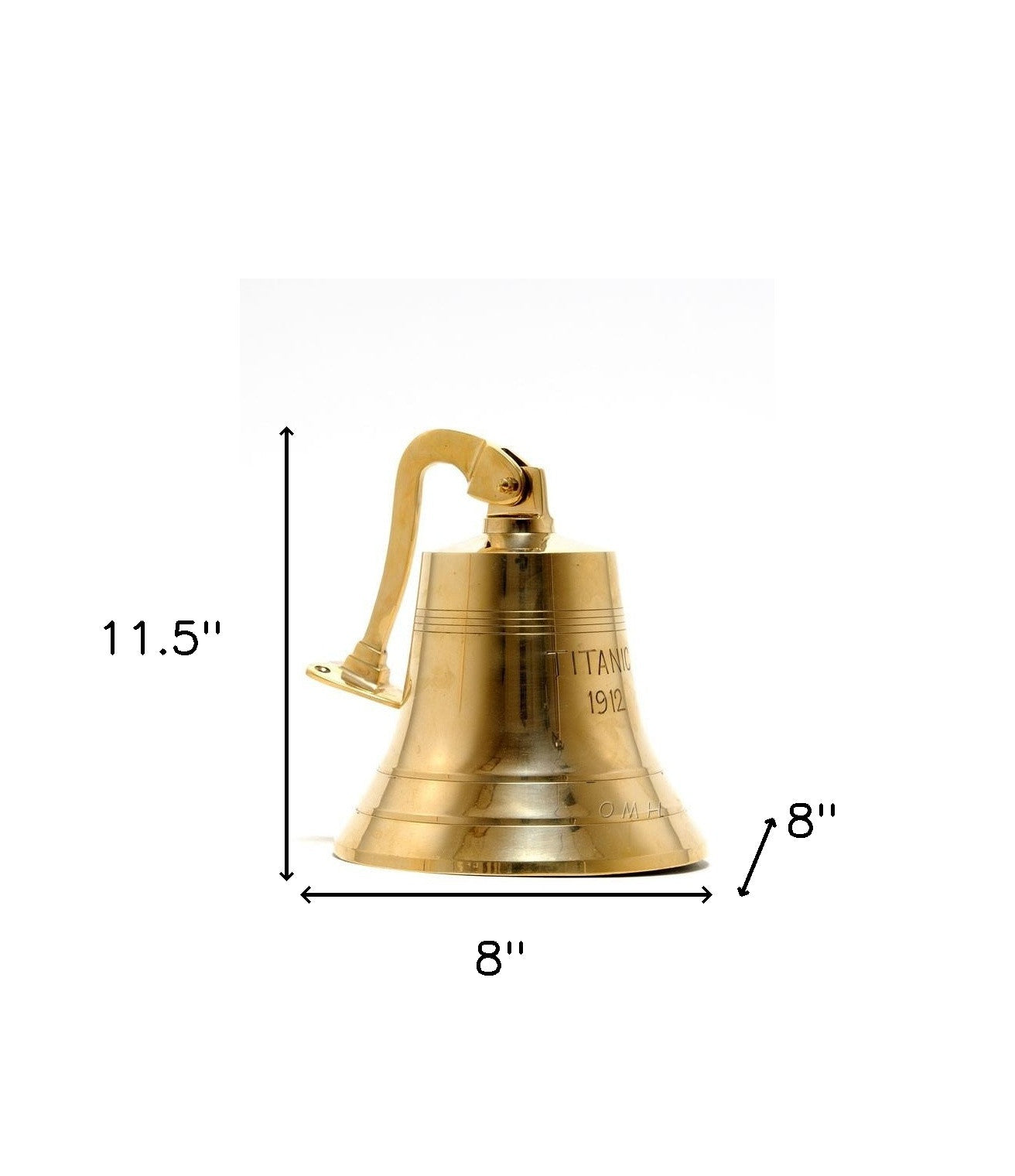 12" Brass Metal 1912 RMS Titanic Bell 8" Boat Hand Painted Decorative Boat-Sculptures-DECOROLALA