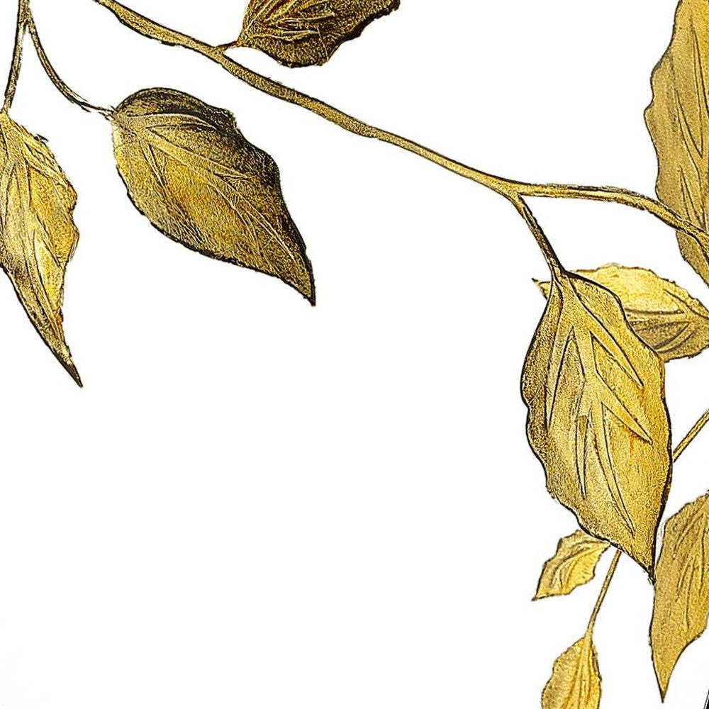 12" Clear And Gold Leaves Oval Crystal Glass Table Vase-Vases-DECOROLALA