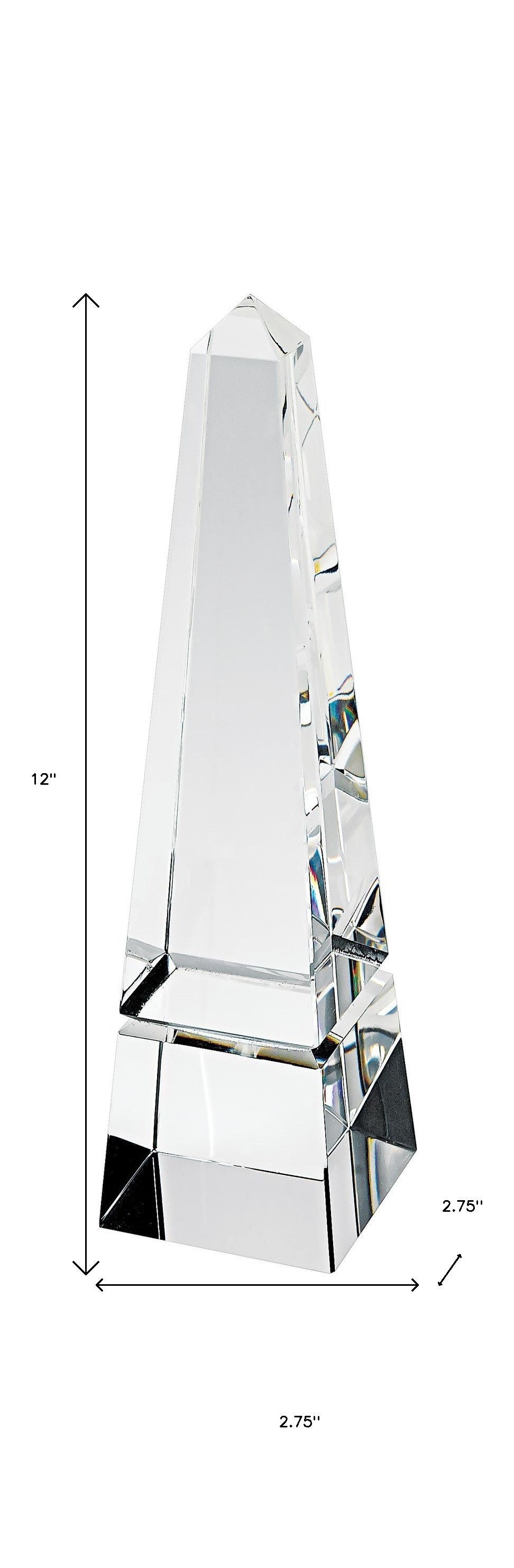 12" Clear Crystal Obelisk Statue-Sculptures-DECOROLALA