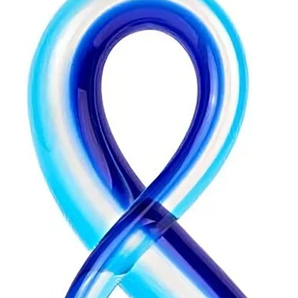 12" Clear and Blue Murano Glass Modern Abstract Tabletop Sculpture-Sculptures-DECOROLALA