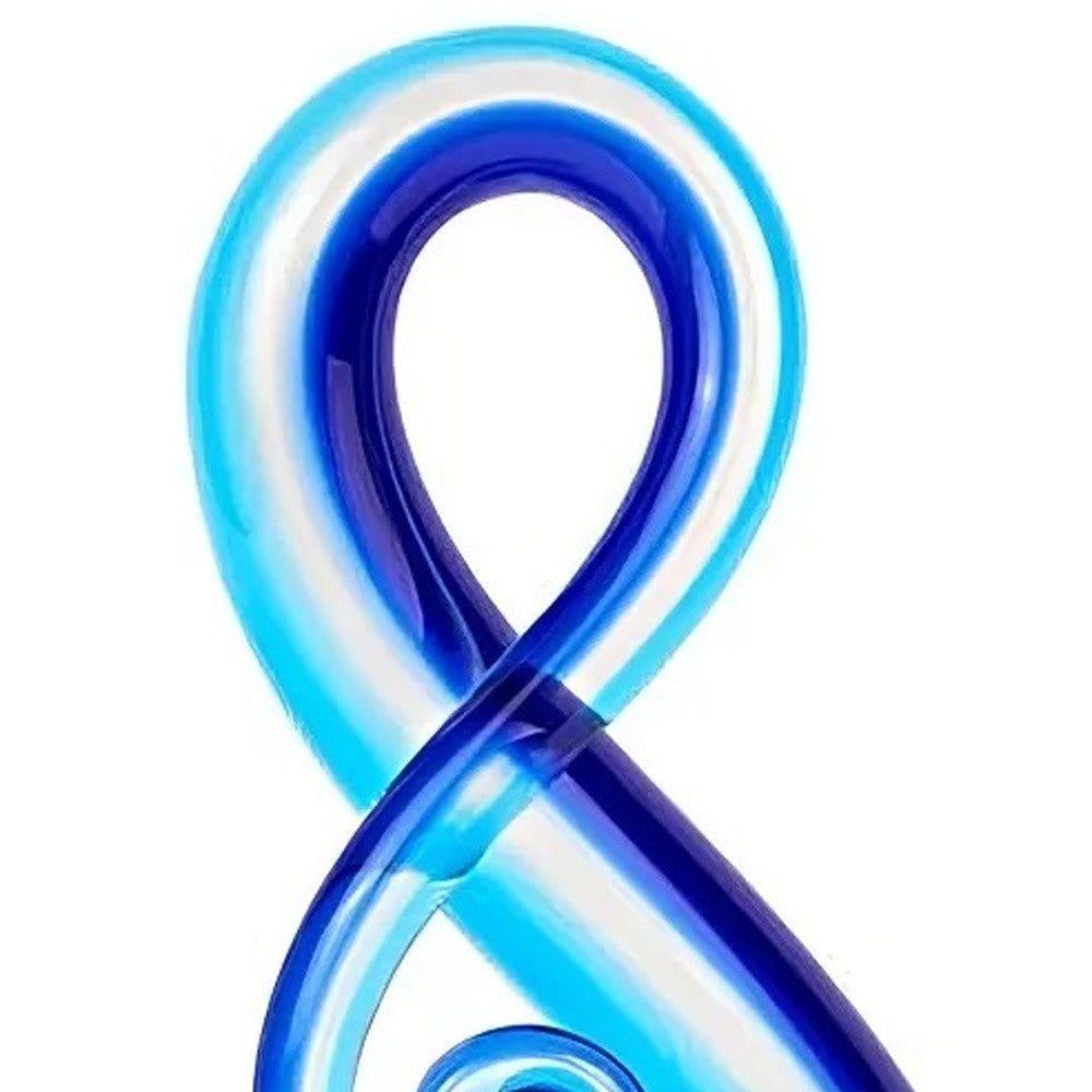 12" Clear and Blue Murano Glass Modern Abstract Tabletop Sculpture-Sculptures-DECOROLALA