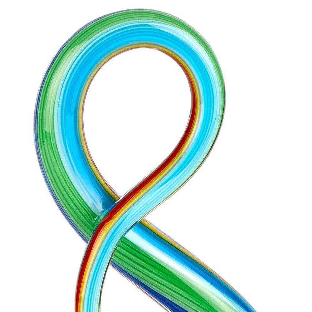 12" Clear and Rainbow Murano Glass Modern Abstract Tabletop Sculpture-Sculptures-DECOROLALA