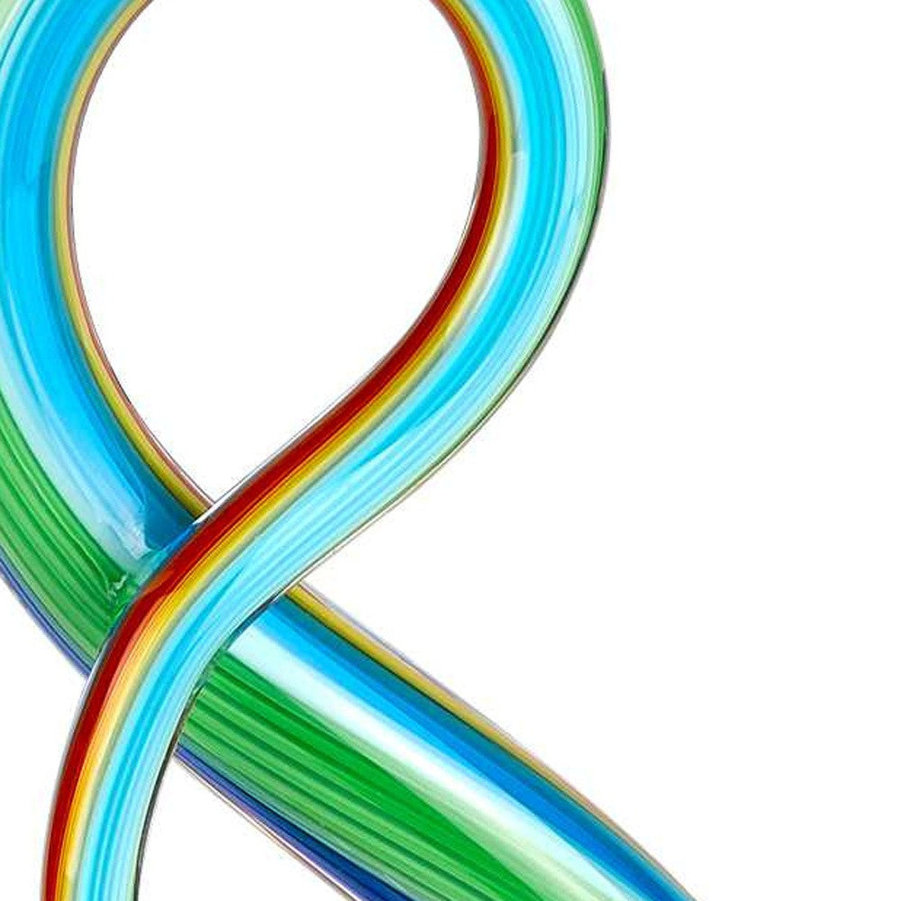 12" Clear and Rainbow Murano Glass Modern Abstract Tabletop Sculpture-Sculptures-DECOROLALA