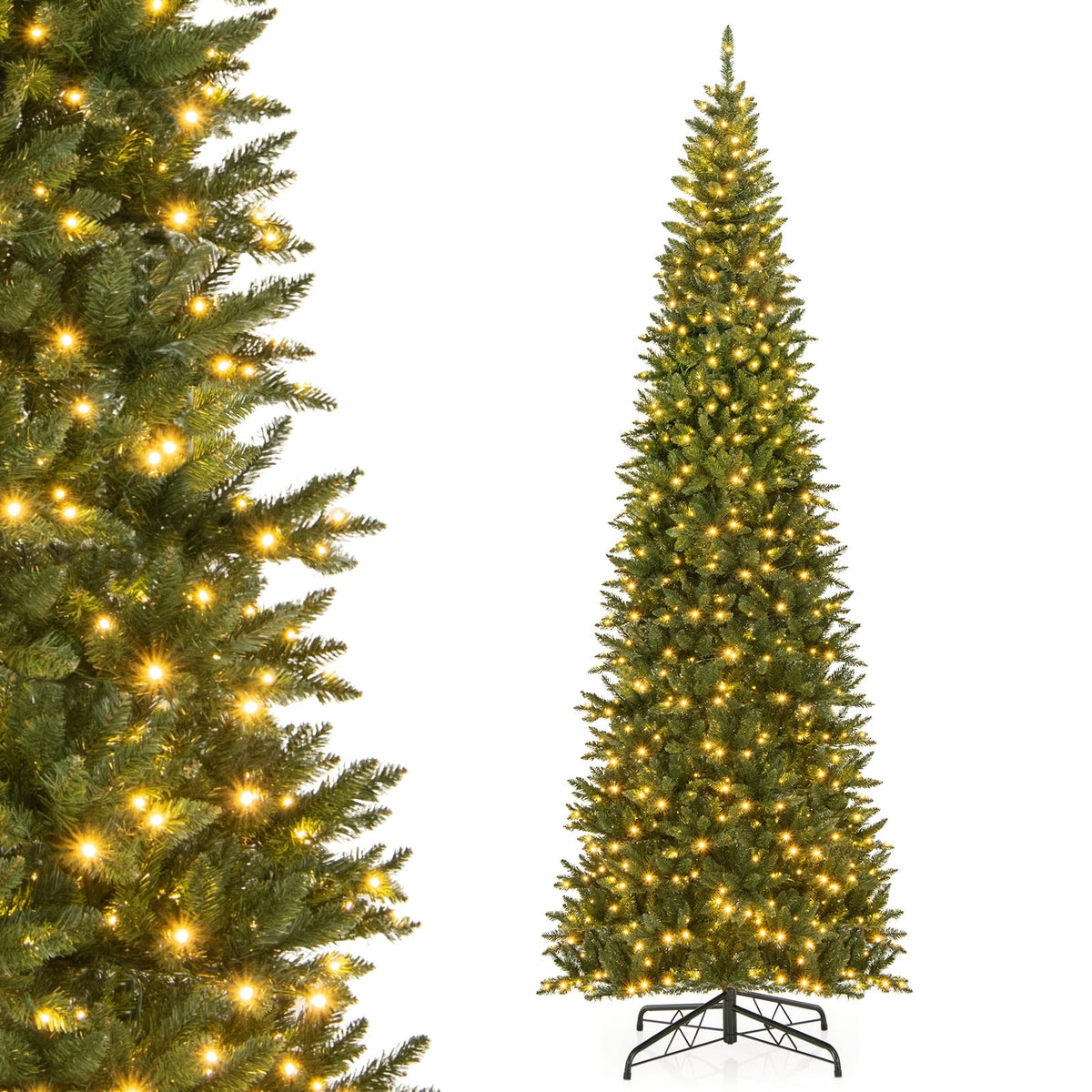 12 FT Artificial Christmas Tree with 800 Warm White LED Lights for Home Party Shopping Mall-Christmas Trees-DECOROLALA
