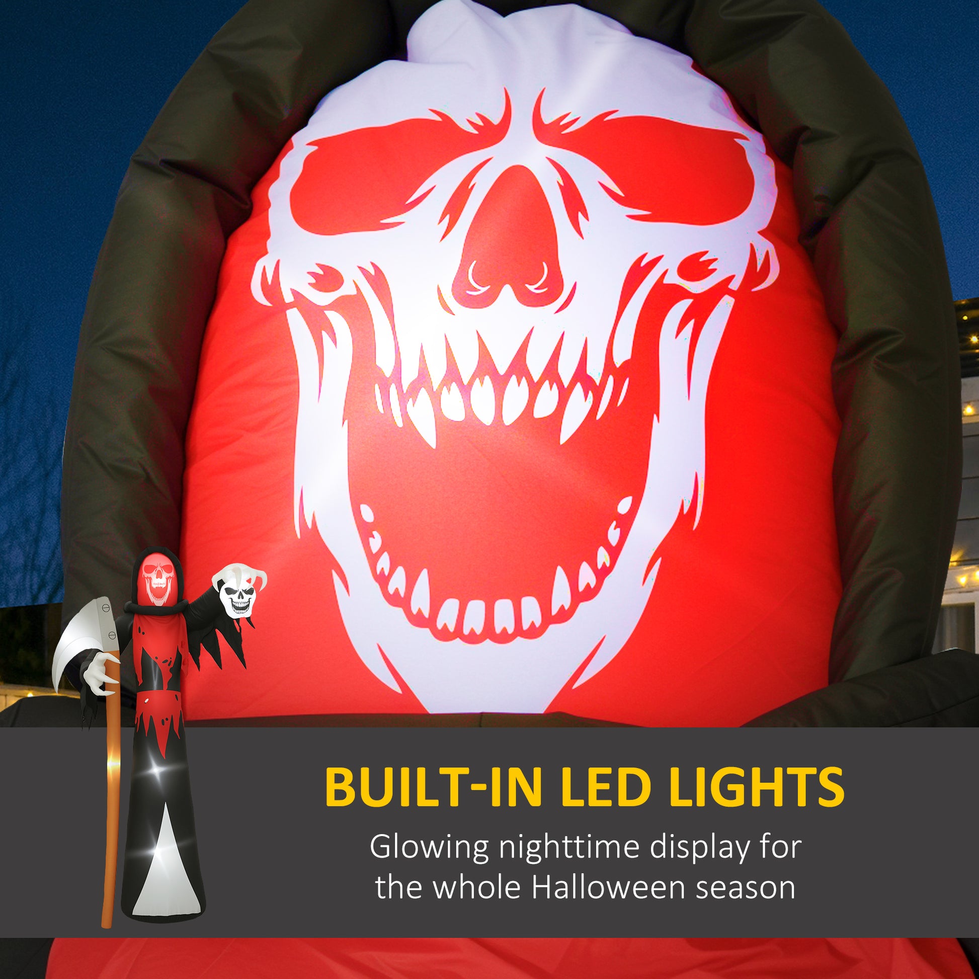12 FT Halloween Inflatable Grim Reaper, Blow Up Garden Decor with Built-in Lights for Halloween Party Indoor, Outdoor-Home Furnishings > Holiday & Seasonal > Halloween Decorations-DECOROLALA