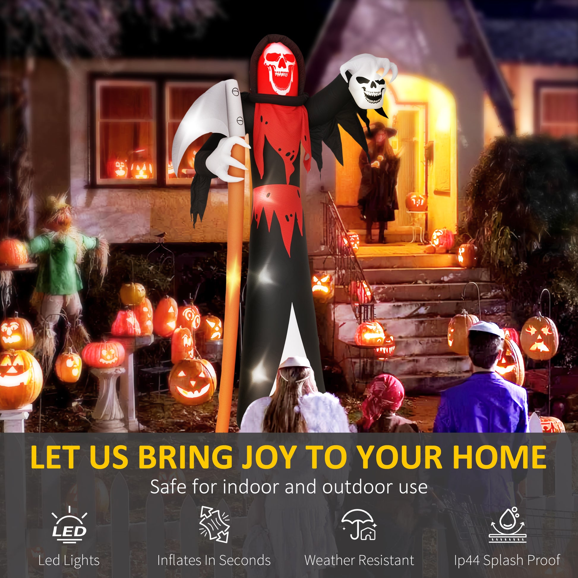 12 FT Halloween Inflatable Grim Reaper, Blow Up Garden Decor with Built-in Lights for Halloween Party Indoor, Outdoor-Home Furnishings > Holiday & Seasonal > Halloween Decorations-DECOROLALA