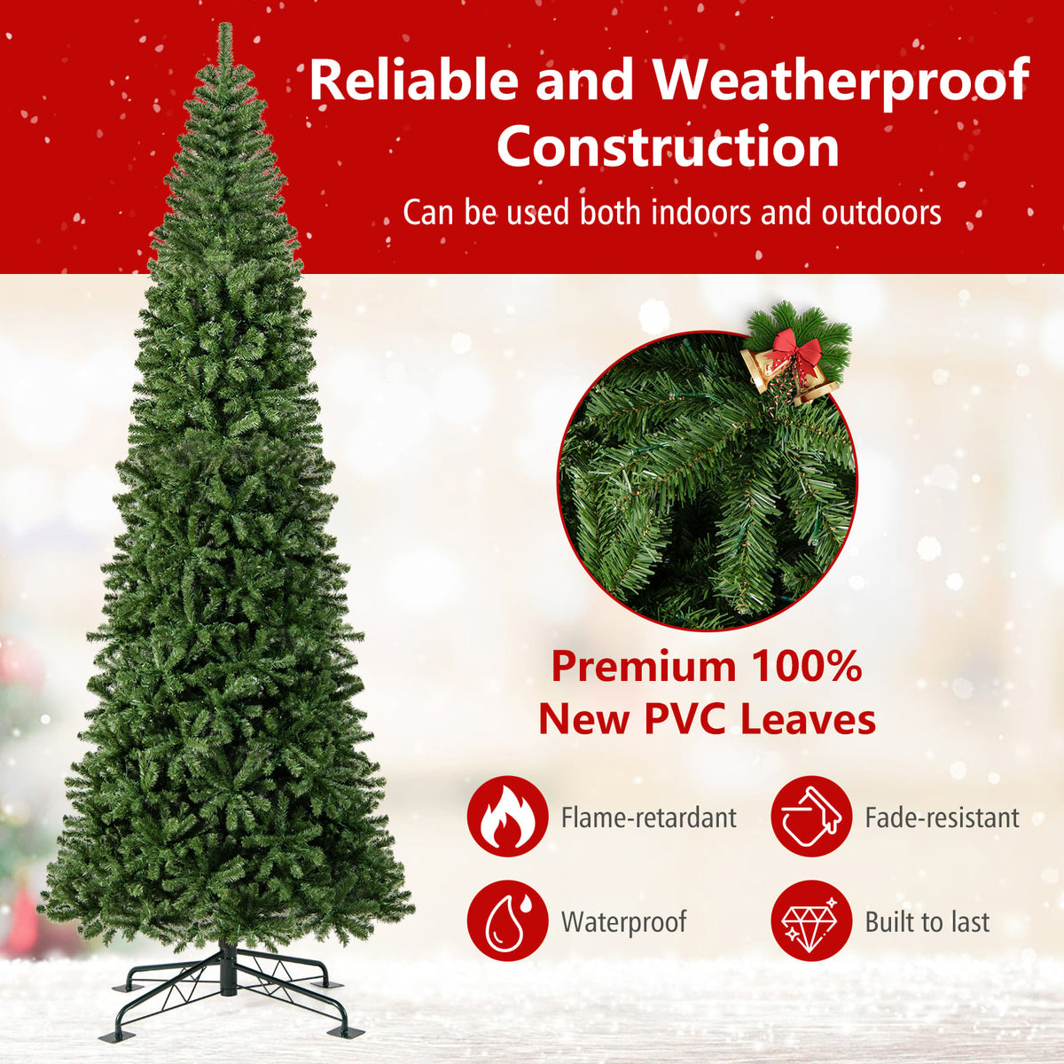 12 FT Tall Prelit Hinged Artificial Christmas Tree with 2536 PVC Branch Tips-Christmas Trees-DECOROLALA