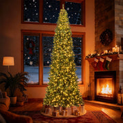 12 FT Tall Prelit Hinged Artificial Christmas Tree with 2536 PVC Branch Tips-Christmas Trees-DECOROLALA