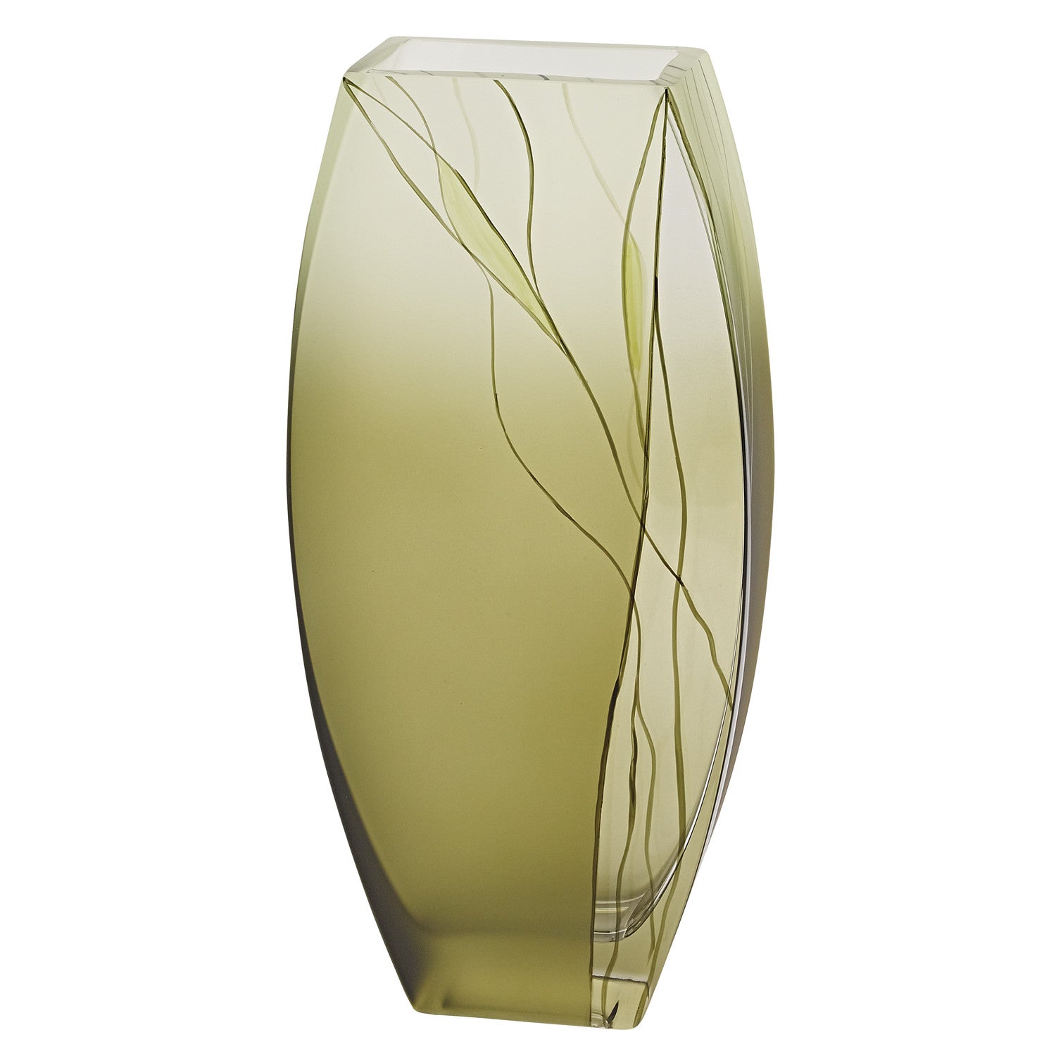 12" Green Abstract Lead Free Crystal Table Vase-Vases-DECOROLALA