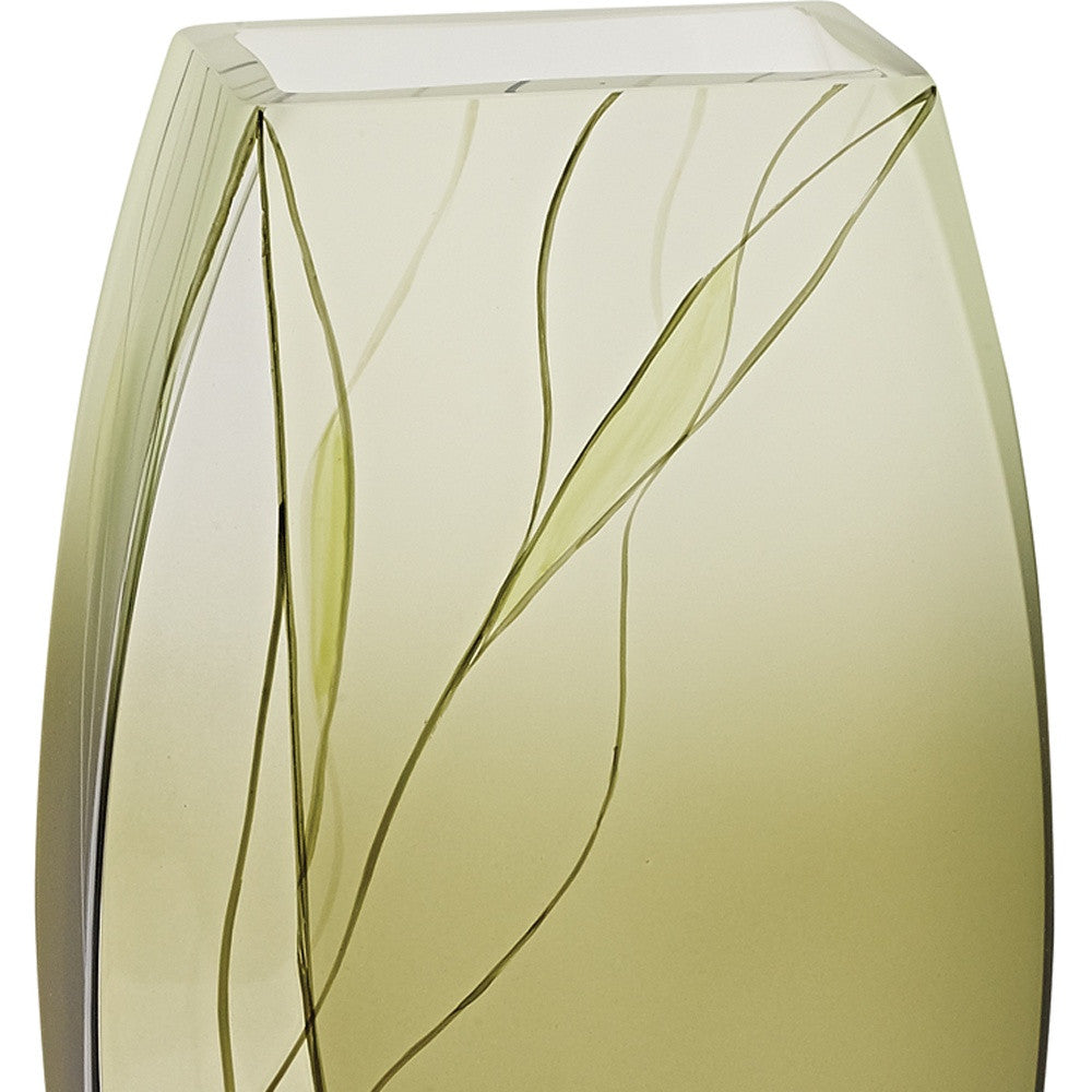 12" Green Abstract Lead Free Crystal Table Vase-Vases-DECOROLALA