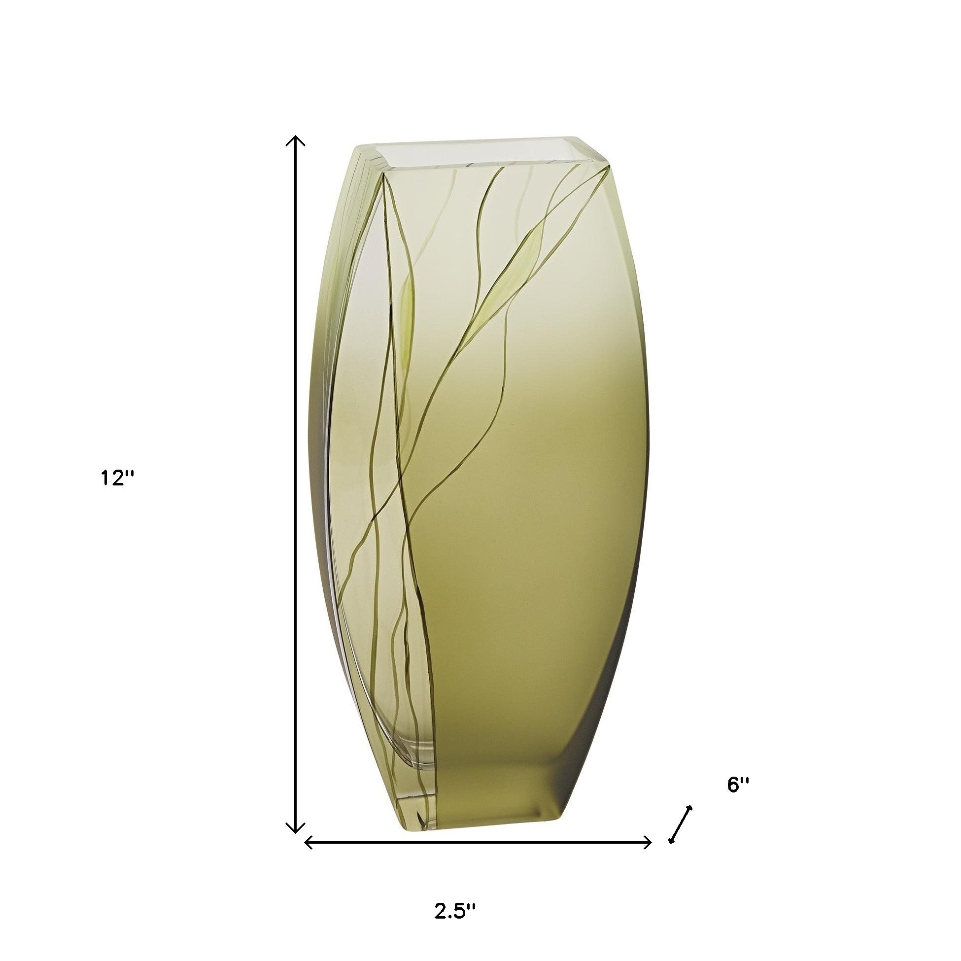 12" Green Abstract Lead Free Crystal Table Vase-Vases-DECOROLALA