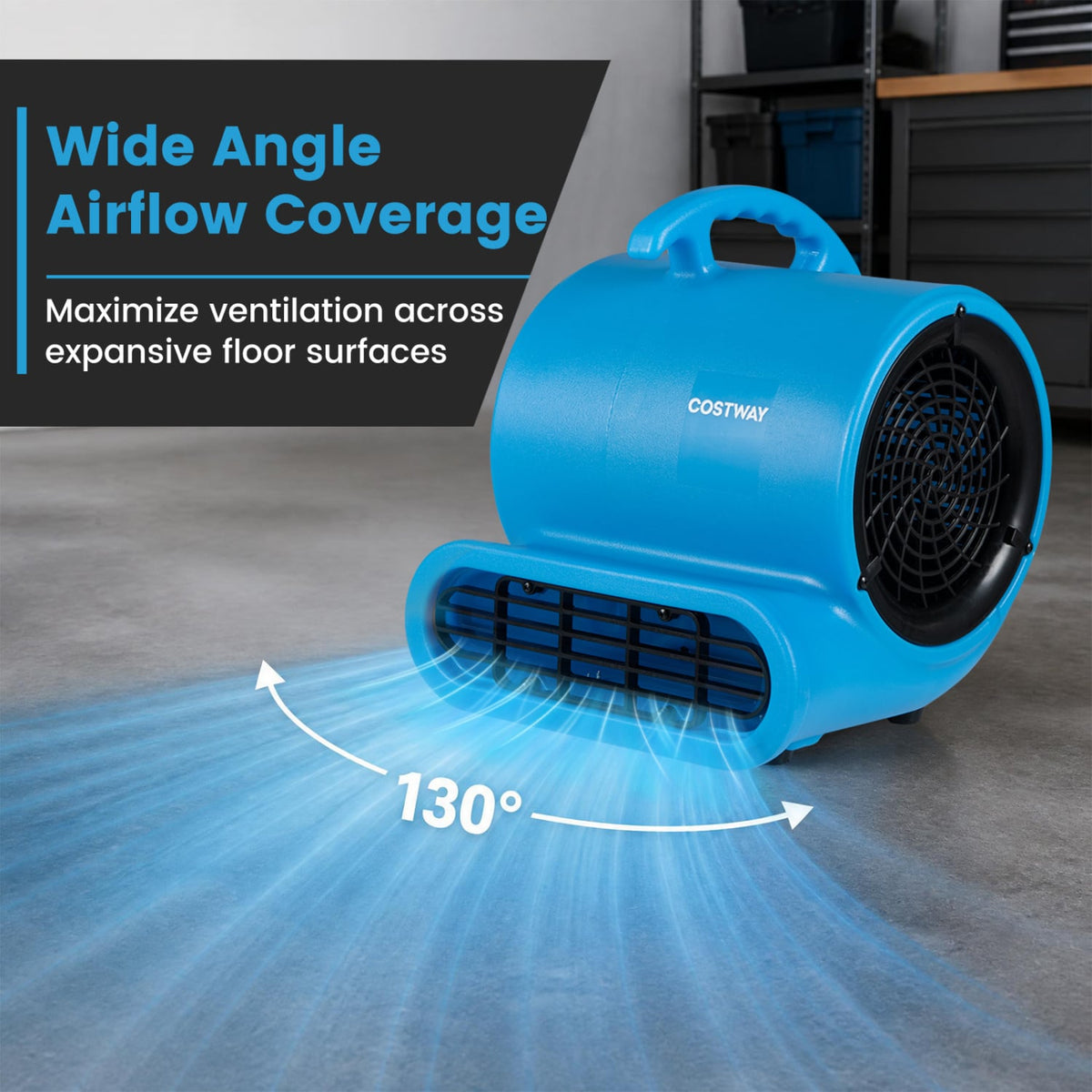 1/2 HP Air Mover 3-Speed 2800 CFM Commercial Blower Fan-Blue-Climate Control Appliances-DECOROLALA