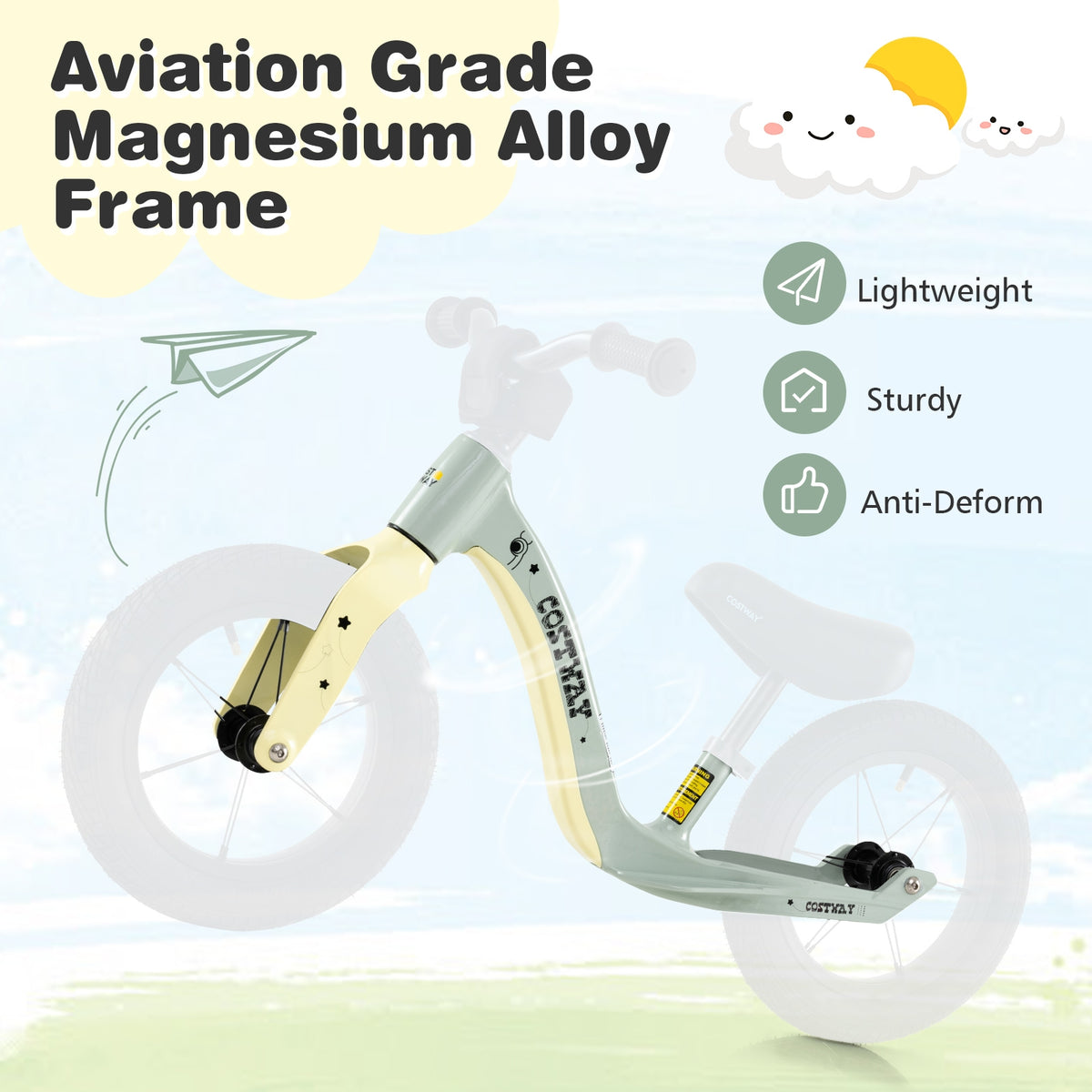 12-Inch Magnesium Alloy Balance Bike - Adjustable Seat & Handlebar