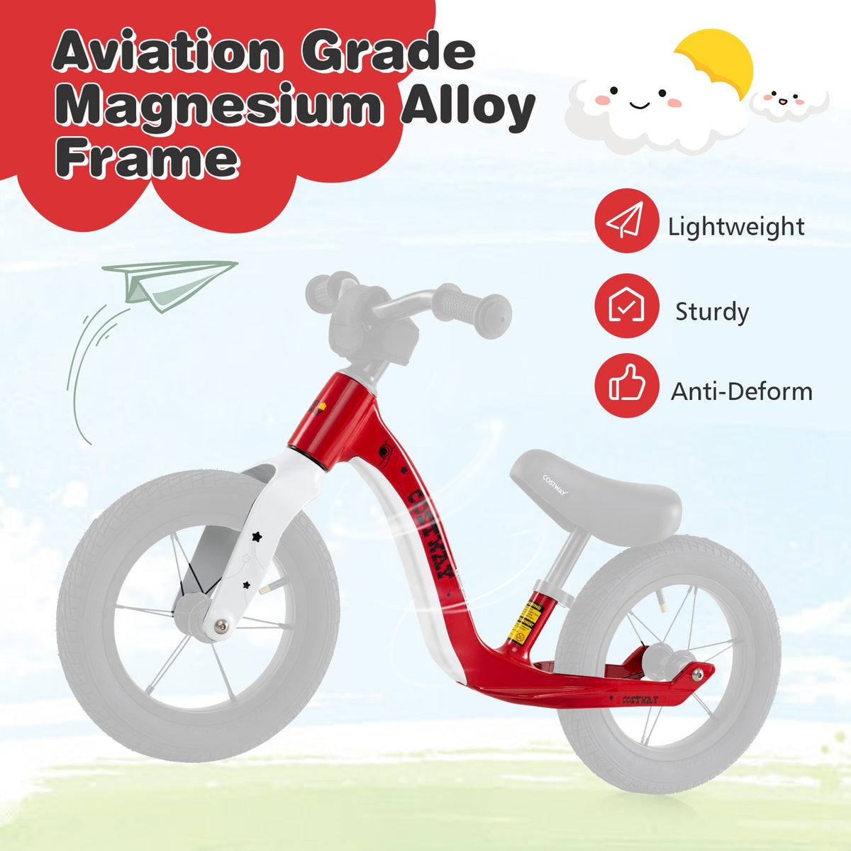 12-Inch Magnesium Alloy Balance Bike - Adjustable Seat & Handlebar