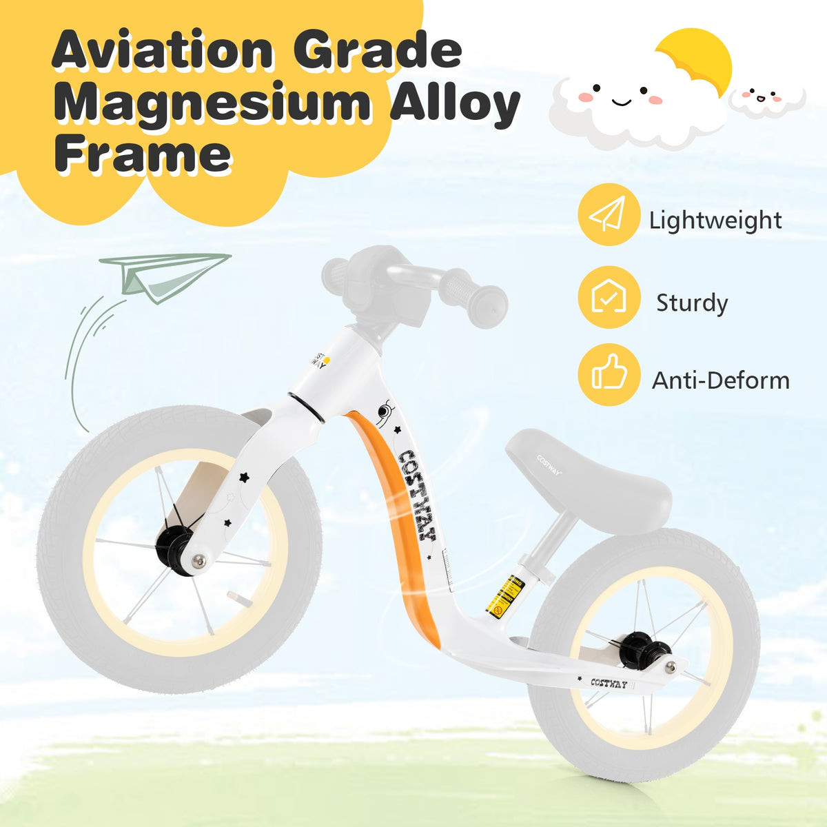 12-Inch Magnesium Alloy Balance Bike - Adjustable Seat & Handlebar