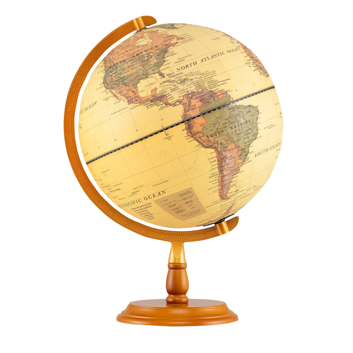 12-Inch Illuminated World Globe - Antique LED Night Lamp with Wood Base-Educational Toys-DECOROLALA