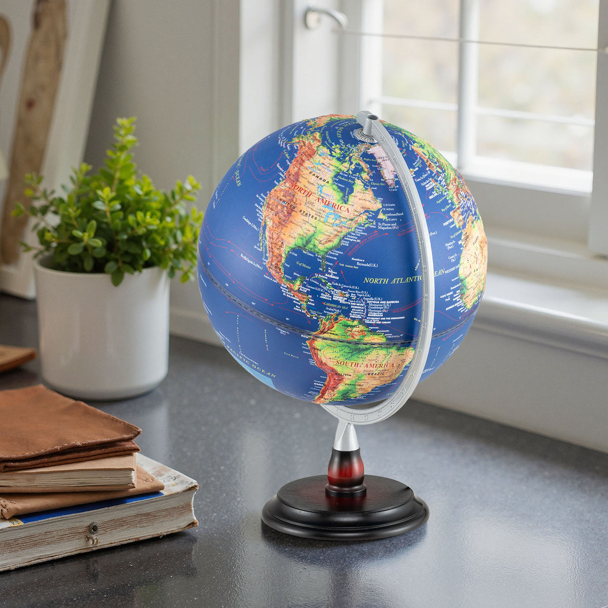 12-Inch Illuminated World Globe - Antique LED Night Lamp with Wood Base-Educational Toys-DECOROLALA