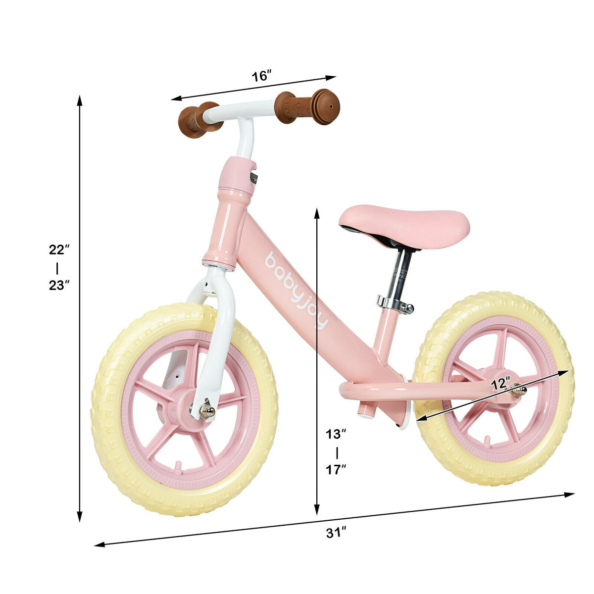 12 Inch Kids Balance No-Pedal Ride Pre Learn Bike with Adjustable Seat