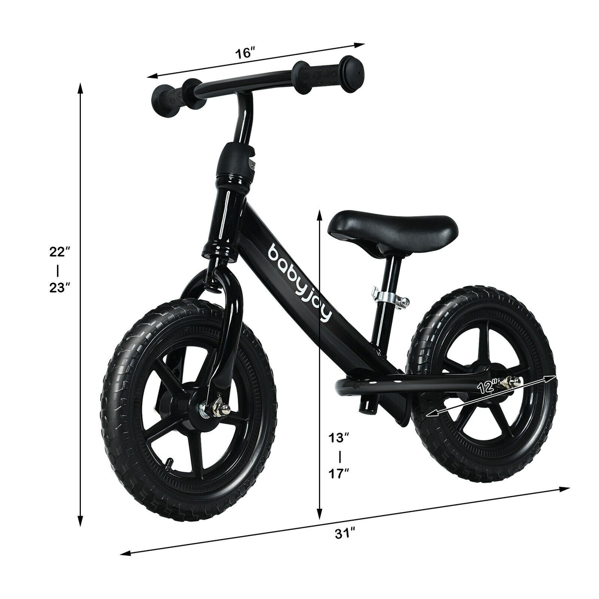 12 Inch Kids Balance No-Pedal Ride Pre Learn Bike with Adjustable Seat