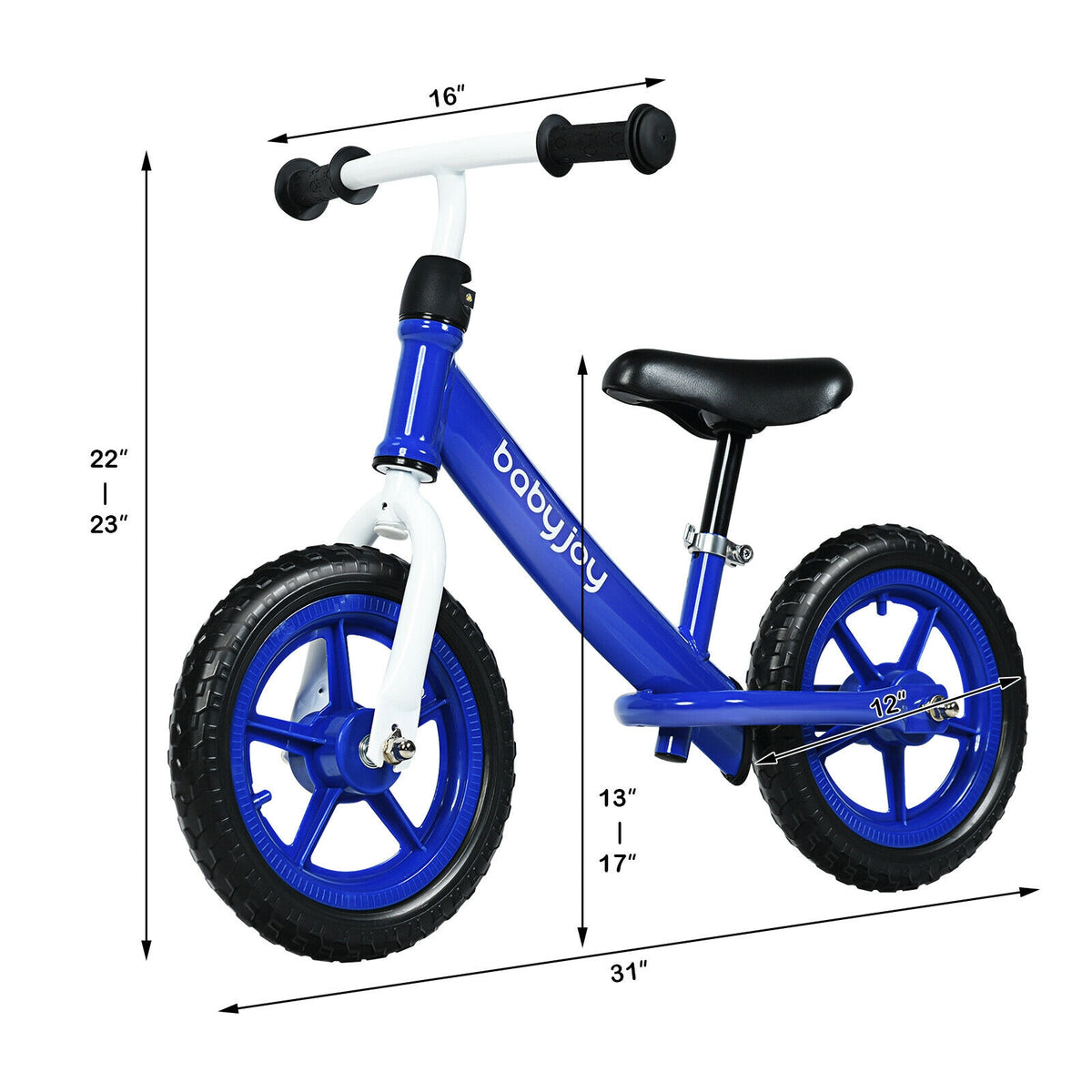 12 Inch Kids Balance No-Pedal Ride Pre Learn Bike with Adjustable Seat