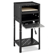 12 Inch Outdoor Pizza Oven with Ash Tray and Wood Storage-Black-Outdoor Grills-DECOROLALA