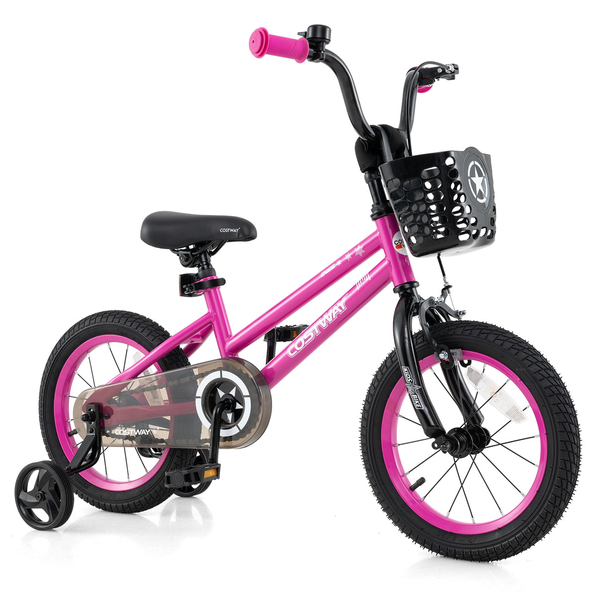 12" Kids Bike with Training Wheels and Basket - Ages 3-4 Years-Kids Bike-DECOROLALA