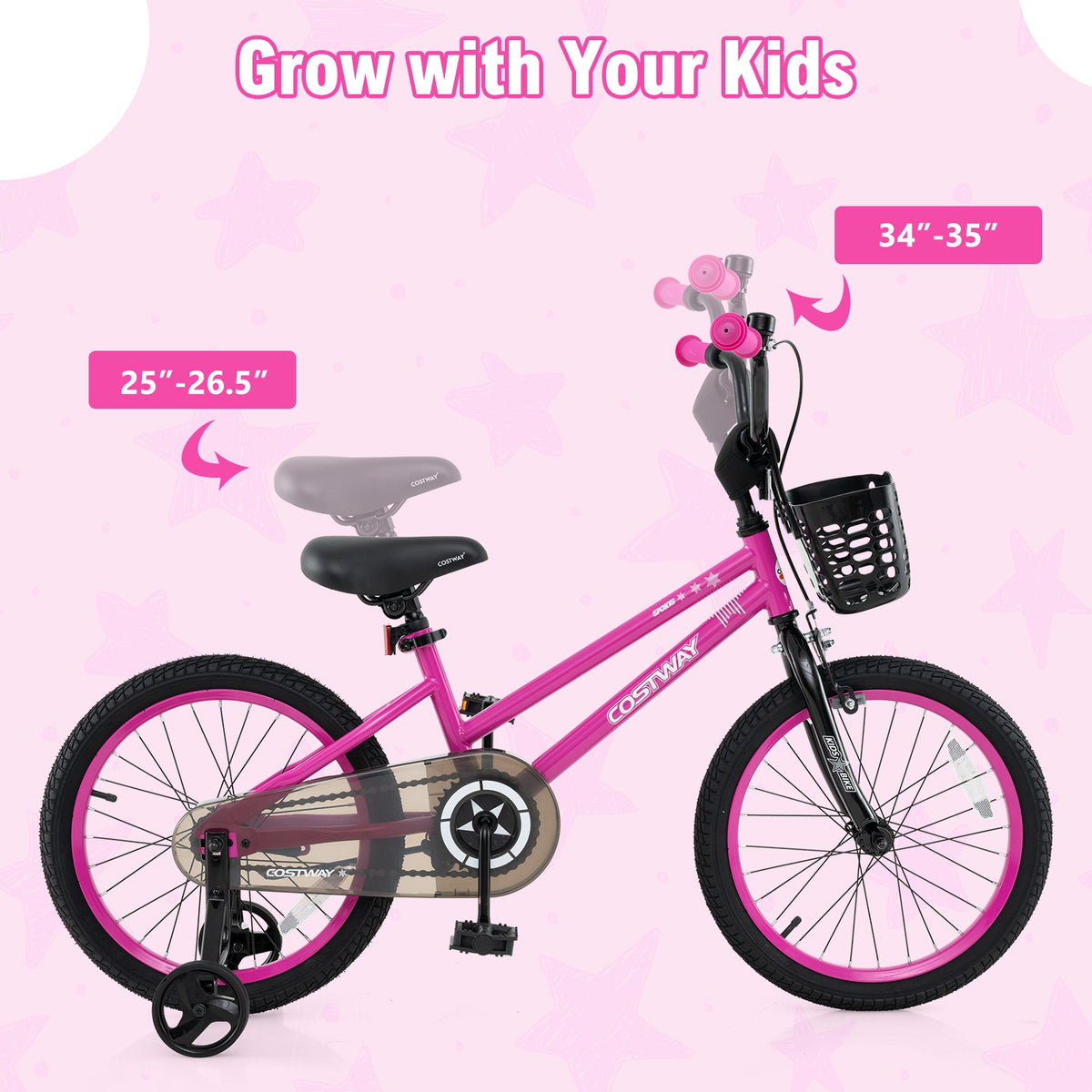 12" Kids Bike with Training Wheels and Basket - Ages 3-4 Years-Kids Bike-DECOROLALA