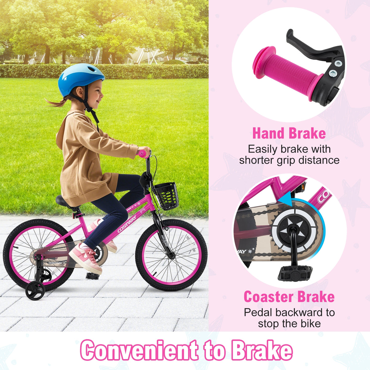 12" Kids Bike with Training Wheels and Basket - Ages 3-4 Years-Kids Bike-DECOROLALA