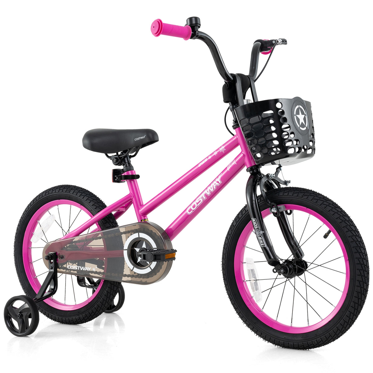 12" Kids Bike with Training Wheels and Basket - Ages 3-4 Years-Kids Bike-DECOROLALA